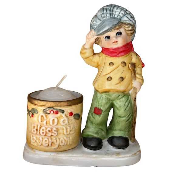 JASCO Tiny Tim Candle Holder Porcelain Christmas Holiday Figurine 1978 Small