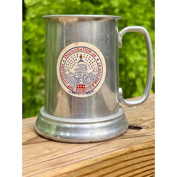1969 Nixon Agnew Presidential Inaugural Pewter Tankard - Glass Bottom Stein