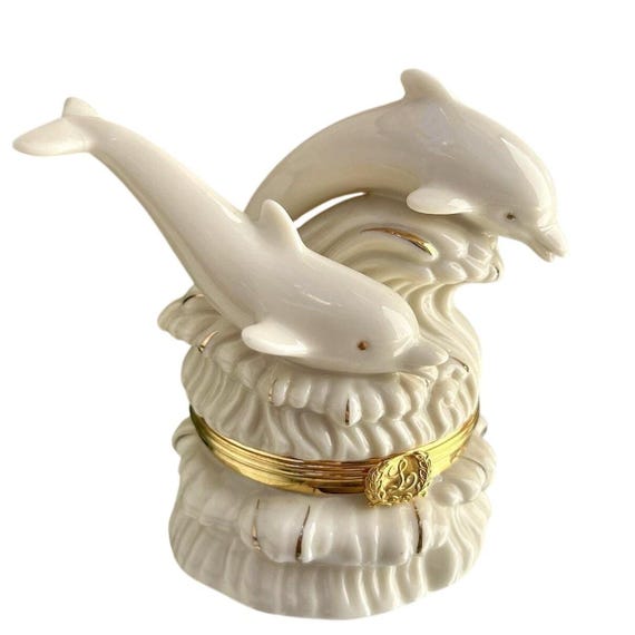 Lenox Treasures "Playful Pair" Dolphin Trinket Box
