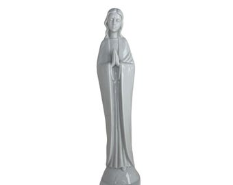 Vintage wit porseleinen Madonna beeldje Maagd Maria gebedsstandbeeld 9"