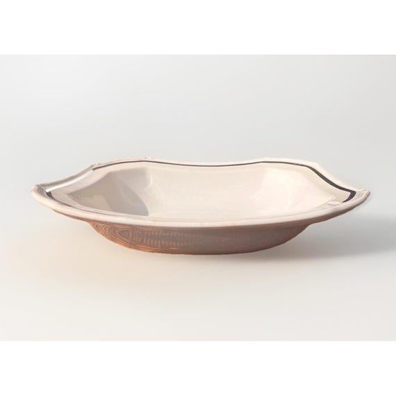 Vintage TST Taylor Smith Taylor, Ivory, Gold Trimmed Beige Ceramic Bowl