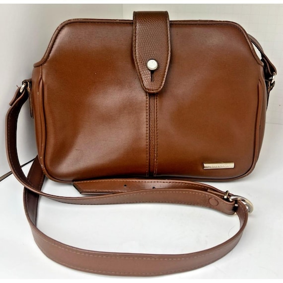 Vintage Liz Claiborne Brown Leather Crossbody Bag Classic Minimalist Purse