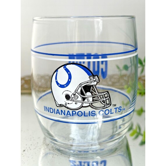 Indianapolis Colts Glass Tumbler NFL Football Logo Drinking Glass Blue Stripe