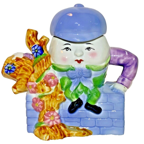 Vintage Humpty Dumpty Teapot Feitx Ceramic Figural Nursery Rhyme Whimsical Decor