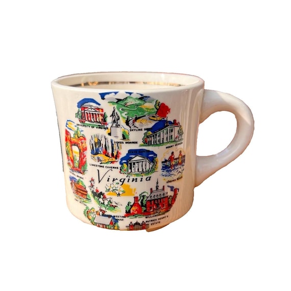 Vintage Conrad Crafters Virginia Landmark Souvenir Mug with Gold Trim
