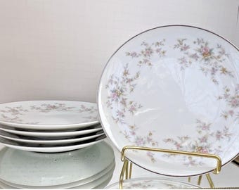 Elegant Noritake Arlene Pattern 5802 Plates - Set of 5 with Delicate Floral & Platinum Trim