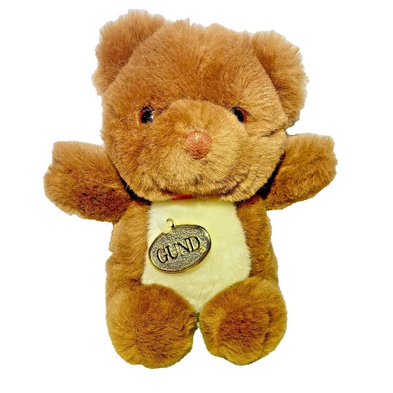 Vintage 1986 Gund Mini Teddy Bear Brown with White Belly Plush 7"