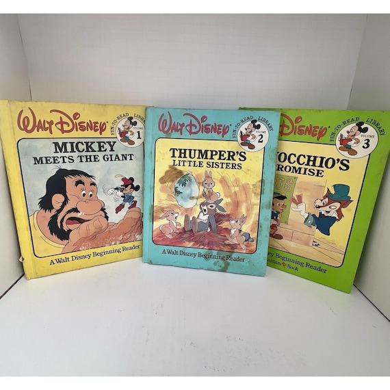 Walt Disney Fun-To-Read Library Volumes 1-2-3 Bantam Books Vintage Pinocchio