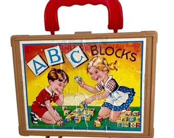 Vintage EICHHORN Alphabet Number Picture Wooden Cube Puzzle - Germany