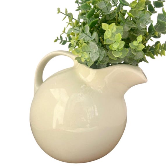 Vintage Hall China #633 Ball Pitcher|Ivory Ceramic|Mid-Century Modern Made USA