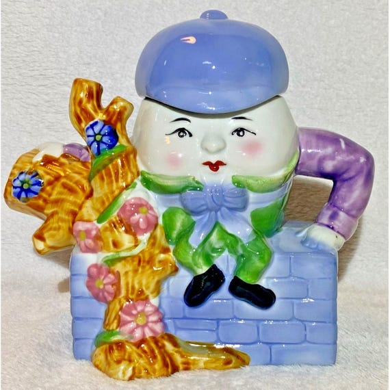 Vintage Feitx Humpty Dumpty Figural Teapot Hand Painted Ceramic Collectible