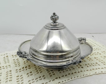 Vintage Superior Silverplate Butter Dish – Ornate Floral Handles, Missing Insert