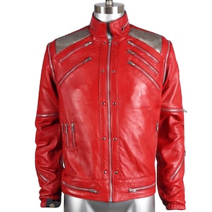 Giacca di pelle rossa "Beat It" di Michael Jackson / Costume da pop star anni '80 per cosplay