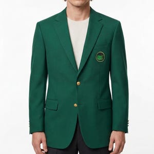 Blazer verde para hombre para torneos de golf / Chaqueta estilo Masters / Blazer de campeonato