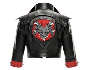 Chaqueta de cuero Arcane Vi / Estilo motero de cosplay de luchador de League of Legends