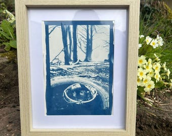 Cyanotype Abstract Reflection Print – Handmade Blue Nature Wall Art – UK Artist