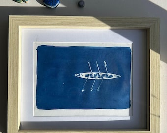 Bespoke Cyanotype Print from Your Photo, Custom Handmade Botanical Blue Artwork, Personalised Wall Art UK