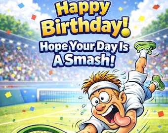 Carte d'anniversaire tennis amusante – imprimable 5 x 7 – téléchargement immédiat – cadeau pour joueur de tennis
