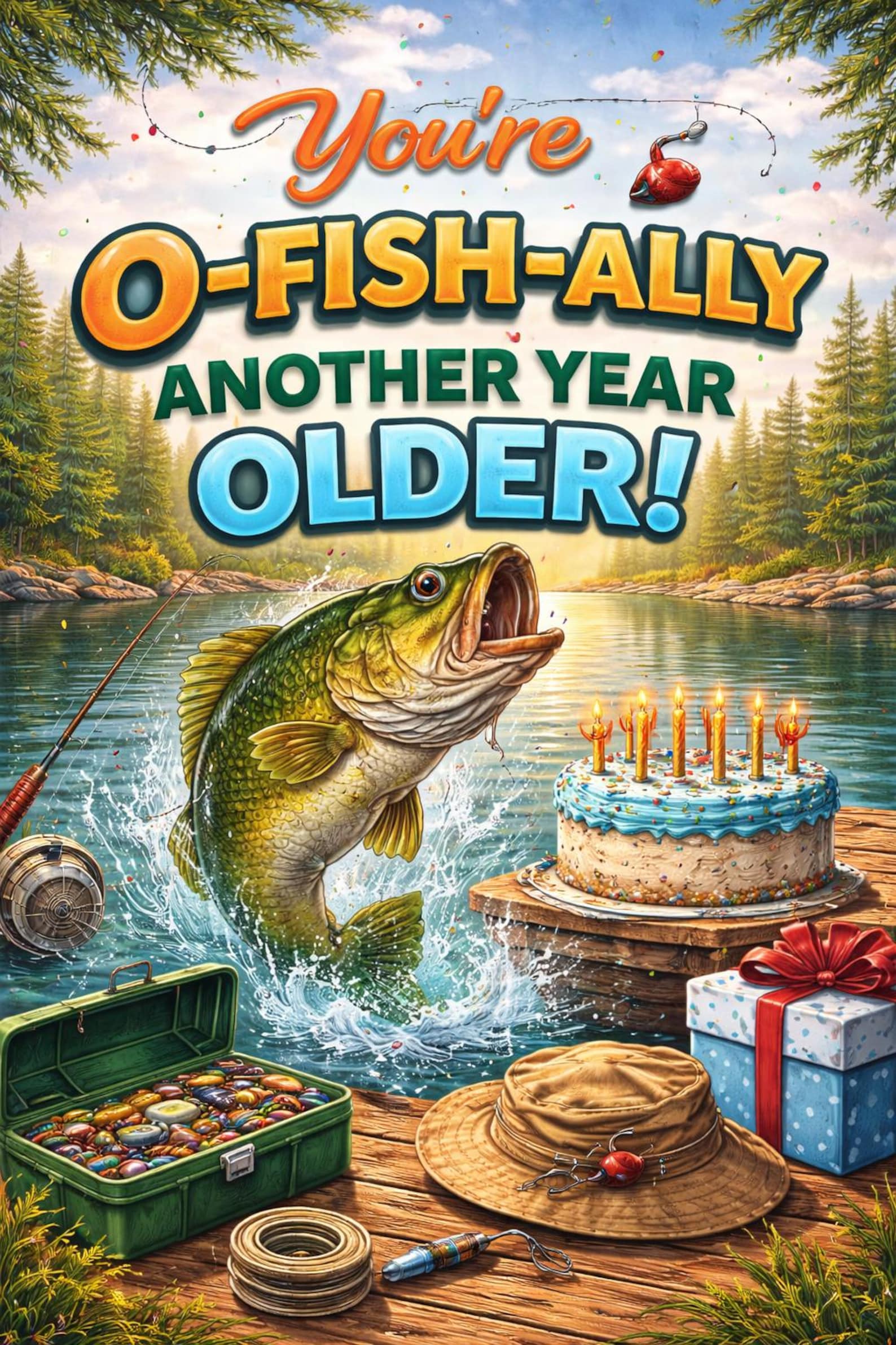 Funny Fishing Birthday Card – Printable 5x7 – Instant Download ...