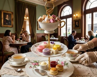 Vintage Rose Floral Tiered Cake Stand, Shabby Chic High Tea Display