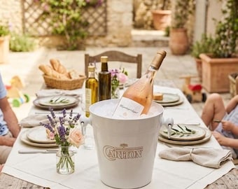 Carlton Vintage Champagne Ice Bucket, White Aluminum Ice Wine Chiller