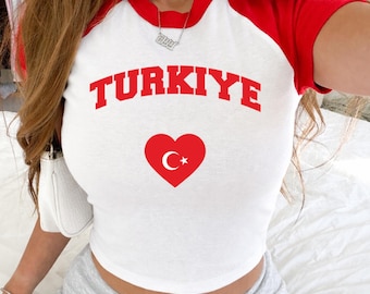 Turkiye Shirt Crop Top Soccer Crop Top Custom Cup Baby Crop Top Turkey Tee Turkish Shirt World 2026 Tank Top Custom Teams Raglan Crop Tee