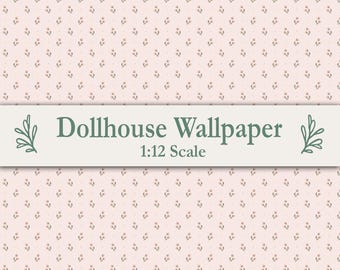 Dusty Pink Berry Delicate Dollhouse Wallpaper Miniature Print Mouse House Decor Whimsical Nursery Cottage Style For Maileg Mice IKEA Flisat