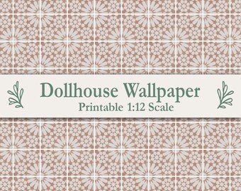 Terracotta Moroccan Star Tile Dollhouse Printable 1:12 Scale Miniature Bathroom Kitchen Floor Tiles Fit Maileg Mouse Ikea Flisat Dolls House