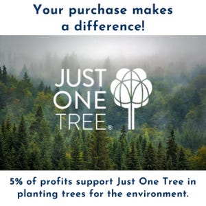 a forest with a misty background, and there is a logo for "Just One Tree" in the center.