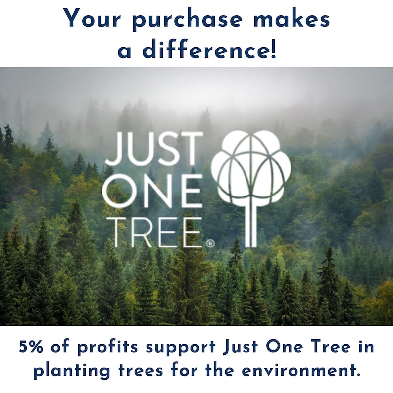a forest with a misty background, and there is a logo for "Just One Tree" in the center.