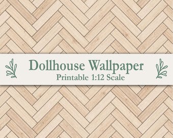 Light Wood Herringbone Floor Dollhouse Scandi Miniature Print Mouse House Decor Cottage Style Digital Download Scandi White Washed Floor