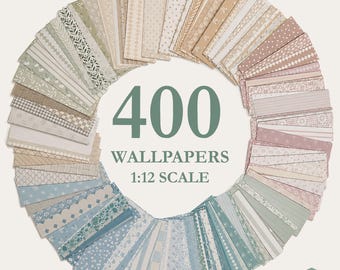 400+ Dollhouse Wallpaper Bundle, 1:12 Scale Printable Wallpaper, Digital Download
