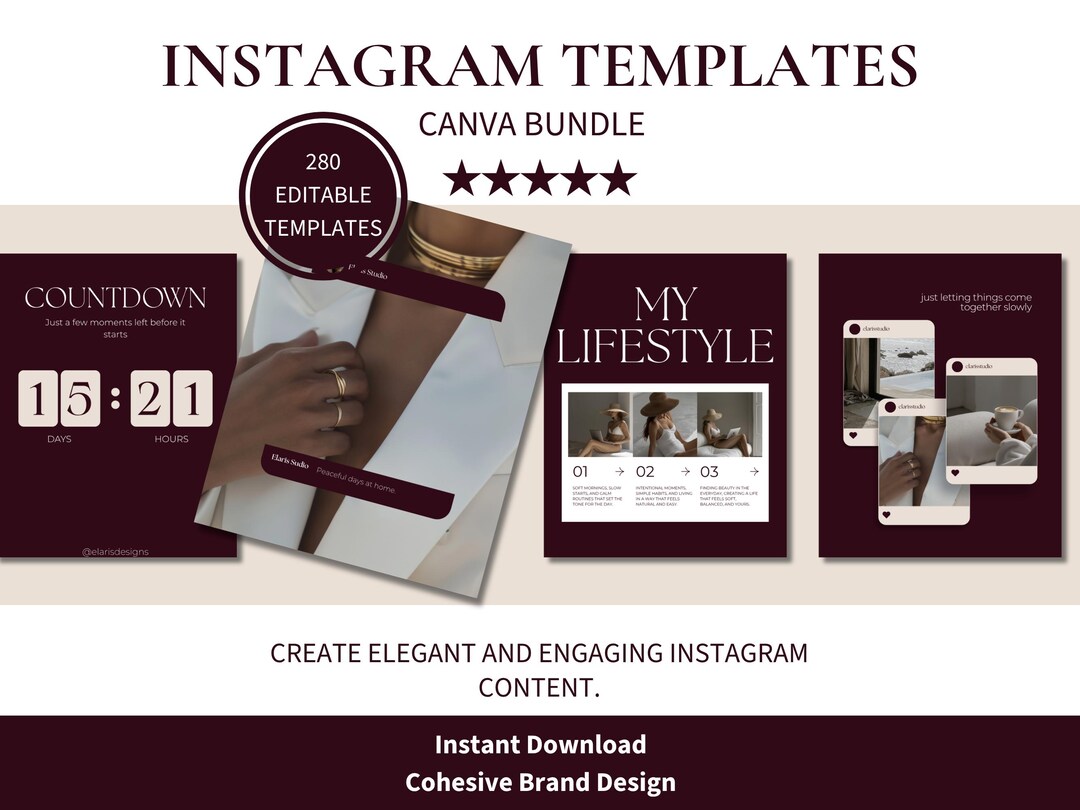 280 Instagram Templates Bundle | Editable Canva Social Media Kit ...