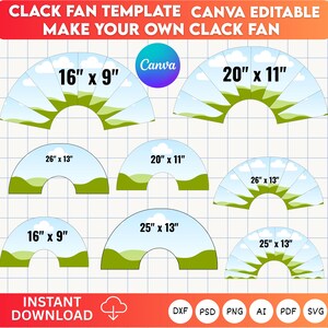 Maqueta de abanico Clack editable en Canva, maqueta de abanico chino, función de arrastrar y soltar, abanico de mano para sublimación, exhibición de productos, paquete de marcos de Canva, impresión bajo demanda (POD).