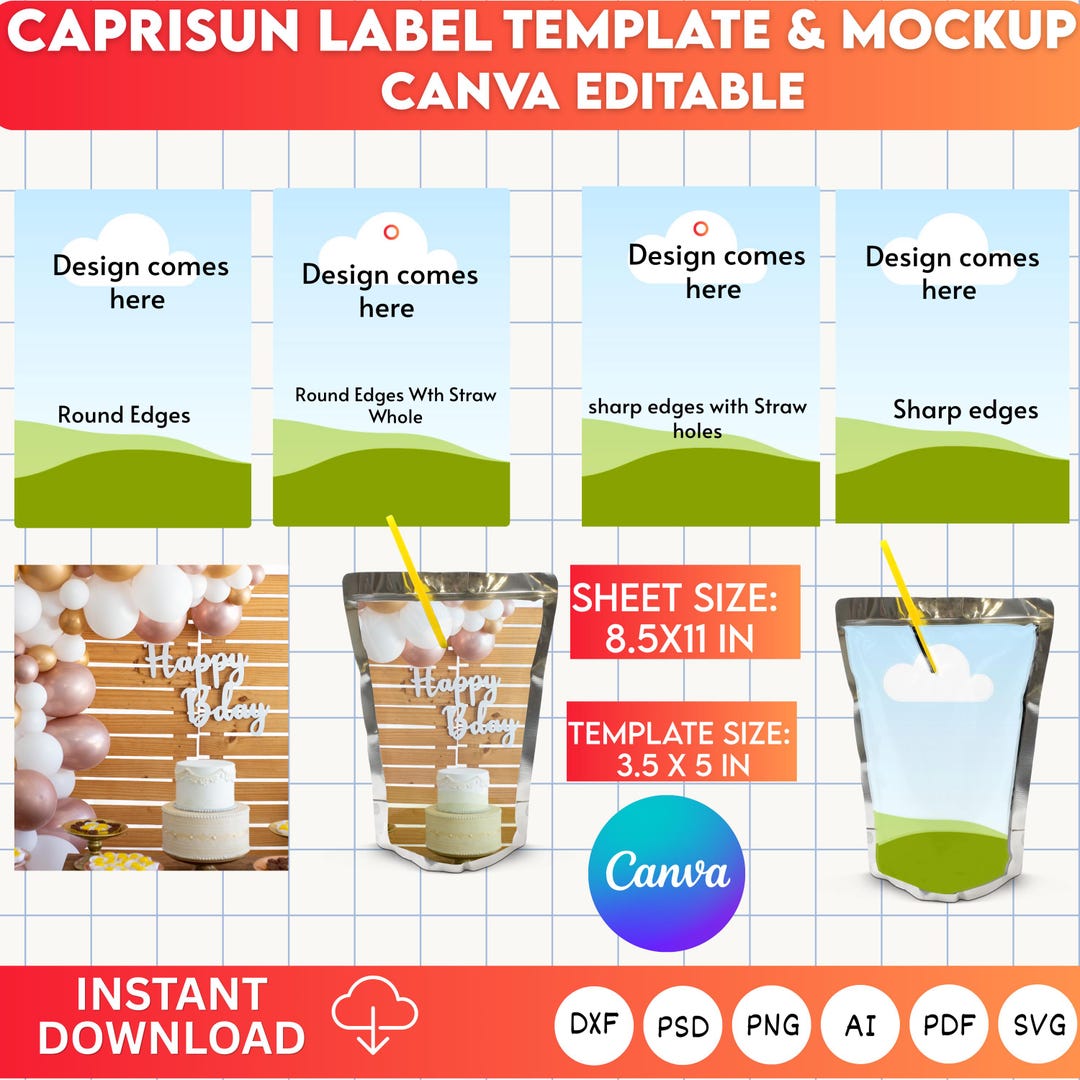 Capri Sun Canva Template Editable Juice Pouch Label Blank Caprisun ...
