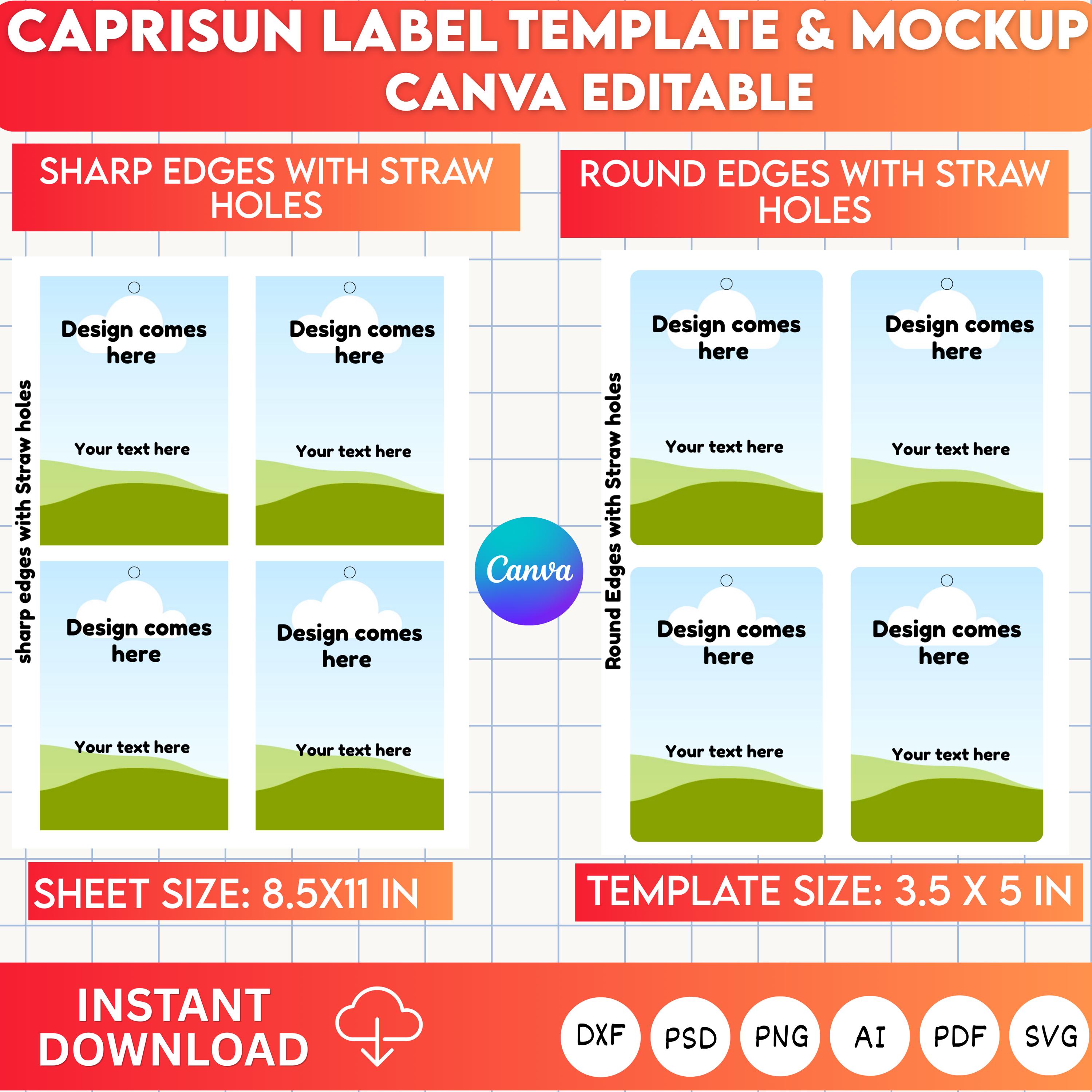 Capri Sun Canva Template Editable Juice Pouch Label Blank Caprisun ...
