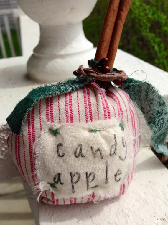 Items similar to Prim Country Candy Apple Teacher Gift Apple Decor