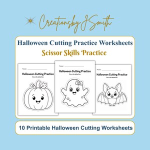 Halloween Cutting Practice Worksheets | Preschool Scissor Skills | 10 Printable Pages