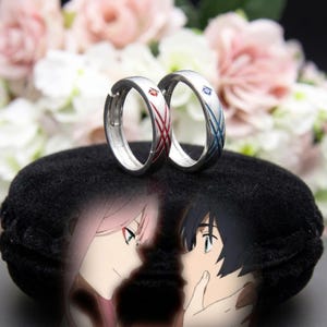 Pair Darling Franxx Ring Zero Two Couple Rings, Anime Cosplay Adjustable Jewelry, Matching Lover Gift Hiro