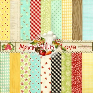 Conjunto de papel feito com amor