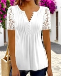Lace Sleeve Button Detail Flow Top