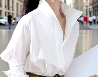 Chic High Collar Long Sleeve Blouse