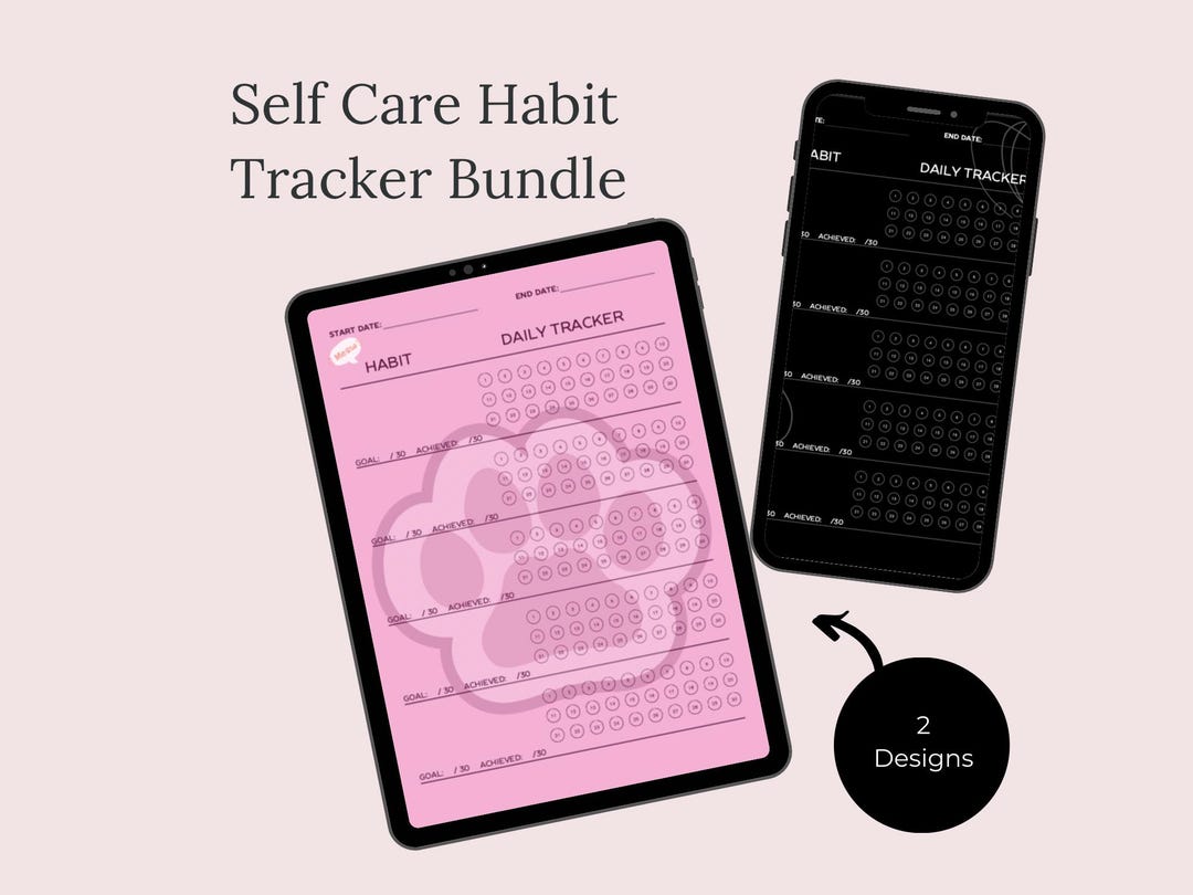 Self Care Habit Tracker Bundle – Printable Habit Tracker (2 Designs) - Etsy
