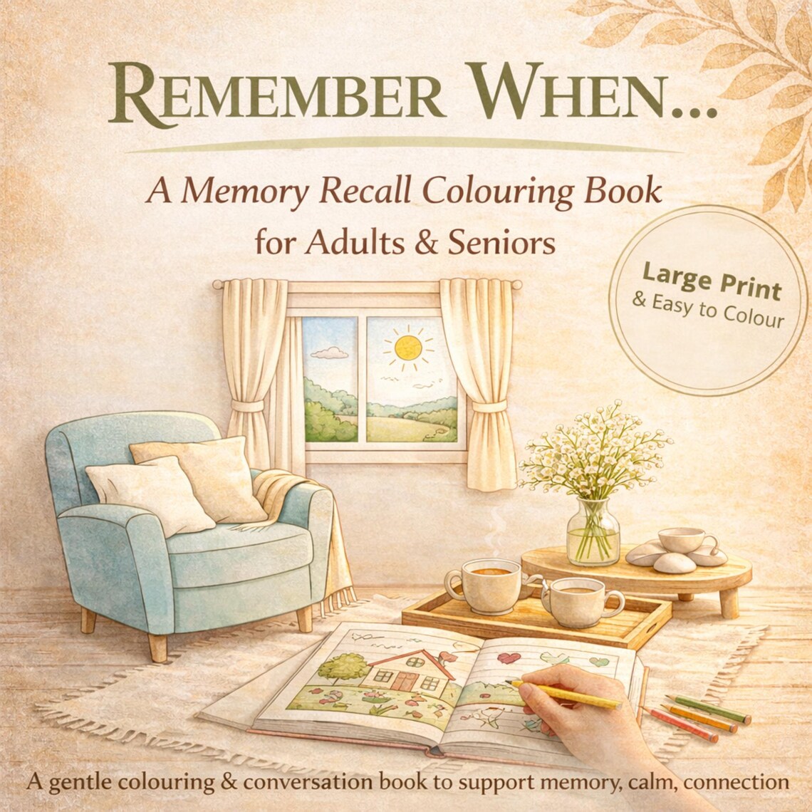 Memory Tree Colouring Memory Recall Colouring Book for Seniors | Large Print Dementia ...
