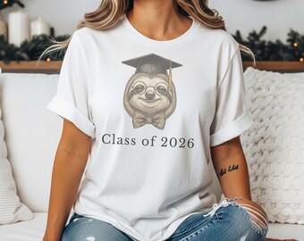 2026年卒業生ナマケモノTシャツ、風変わりな動物の卒業記念Tシャツ