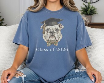 ブルドッグ卒業生Tシャツ 2026年卒業生、おもしろ動物卒業Tシャツ