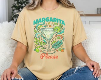 マルガリータ・プリーズ グラフィックTシャツ、コンフォートカラーズ ガーメントダイシャツ