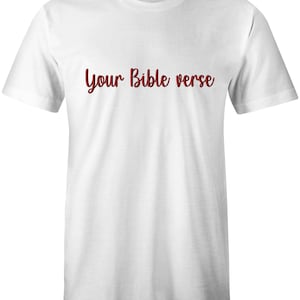 Camiseta cristiana personalizada bordada con versículo bíblico, camiseta de fe, camiseta con escritura personalizada, regalo cristiano, ropa religiosa