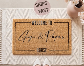 Personalized Grandparents Doormat, Custom Gigi and Papa Welcome Mat, Gift for Grandparents, Nana Papa Gift, Mothers Day Gift, Name Doormat