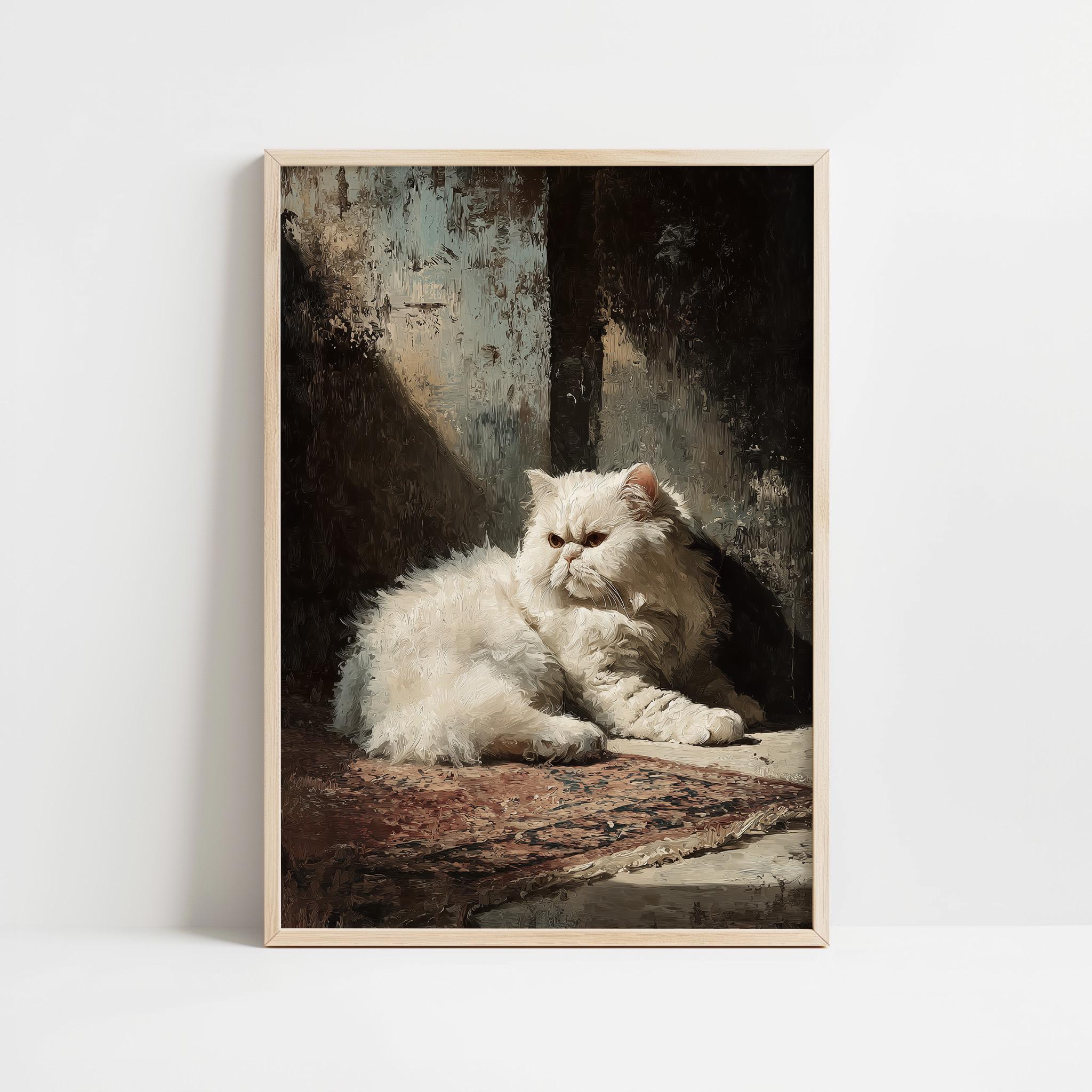 Persian Cat Print Oil Painting Wall Art Luxury Neutral Decor (unframed ...